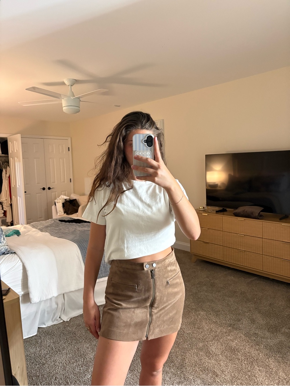 BCBG MaxAzira Suede Brown Skirt
